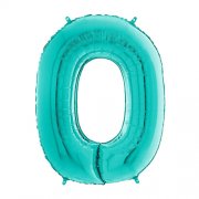 TURQUOISE FOIL NUMBER BALLOON WITH HELIUM