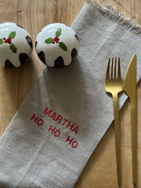 PERSONALISED LINEN FRINGED NAPKIN