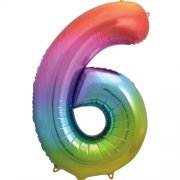 RAINBOW FOIL NUMBER BALLOON WITH HELIUM