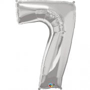 SILVER FOIL NUMBER BALLOON WITH HELIUM