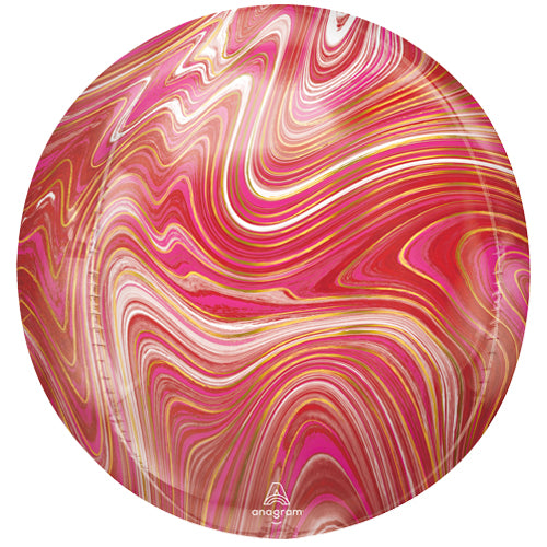 RED & PINK MARBLE ROUND BALLOON WITH HELIUM