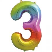 RAINBOW FOIL NUMBER BALLOON WITH HELIUM