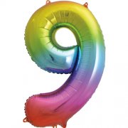 RAINBOW FOIL NUMBER BALLOON WITH HELIUM