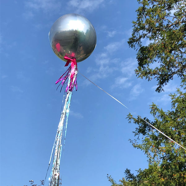 SILVER ROUND BALLOON WITH HELIUM