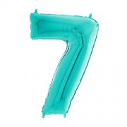 TURQUOISE FOIL NUMBER BALLOON WITH HELIUM
