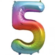 RAINBOW FOIL NUMBER BALLOON WITH HELIUM