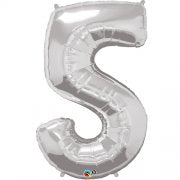 SILVER FOIL NUMBER BALLOON WITH HELIUM