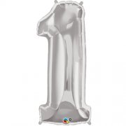 SILVER FOIL NUMBER BALLOON WITH HELIUM