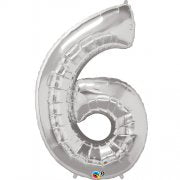 SILVER FOIL NUMBER BALLOON WITH HELIUM