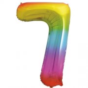 RAINBOW FOIL NUMBER BALLOON WITH HELIUM
