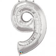 SILVER FOIL NUMBER BALLOON WITH HELIUM