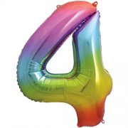 RAINBOW FOIL NUMBER BALLOON WITH HELIUM