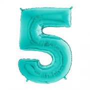 TURQUOISE FOIL NUMBER BALLOON WITH HELIUM