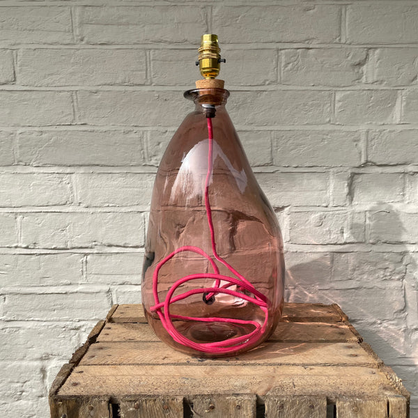 RECYCLED PINK GLASS LAMP