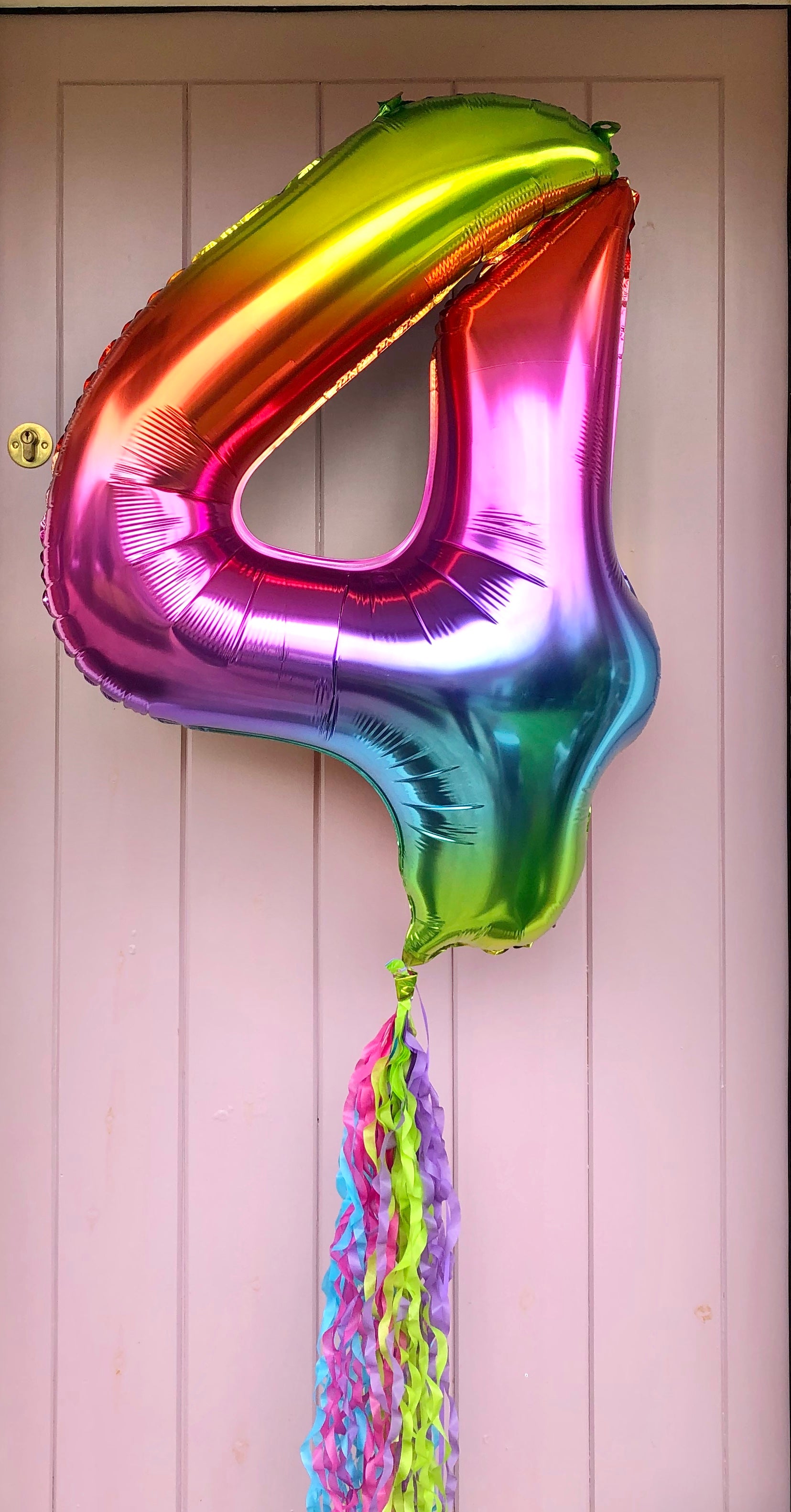 RAINBOW FOIL NUMBER BALLOON WITH HELIUM