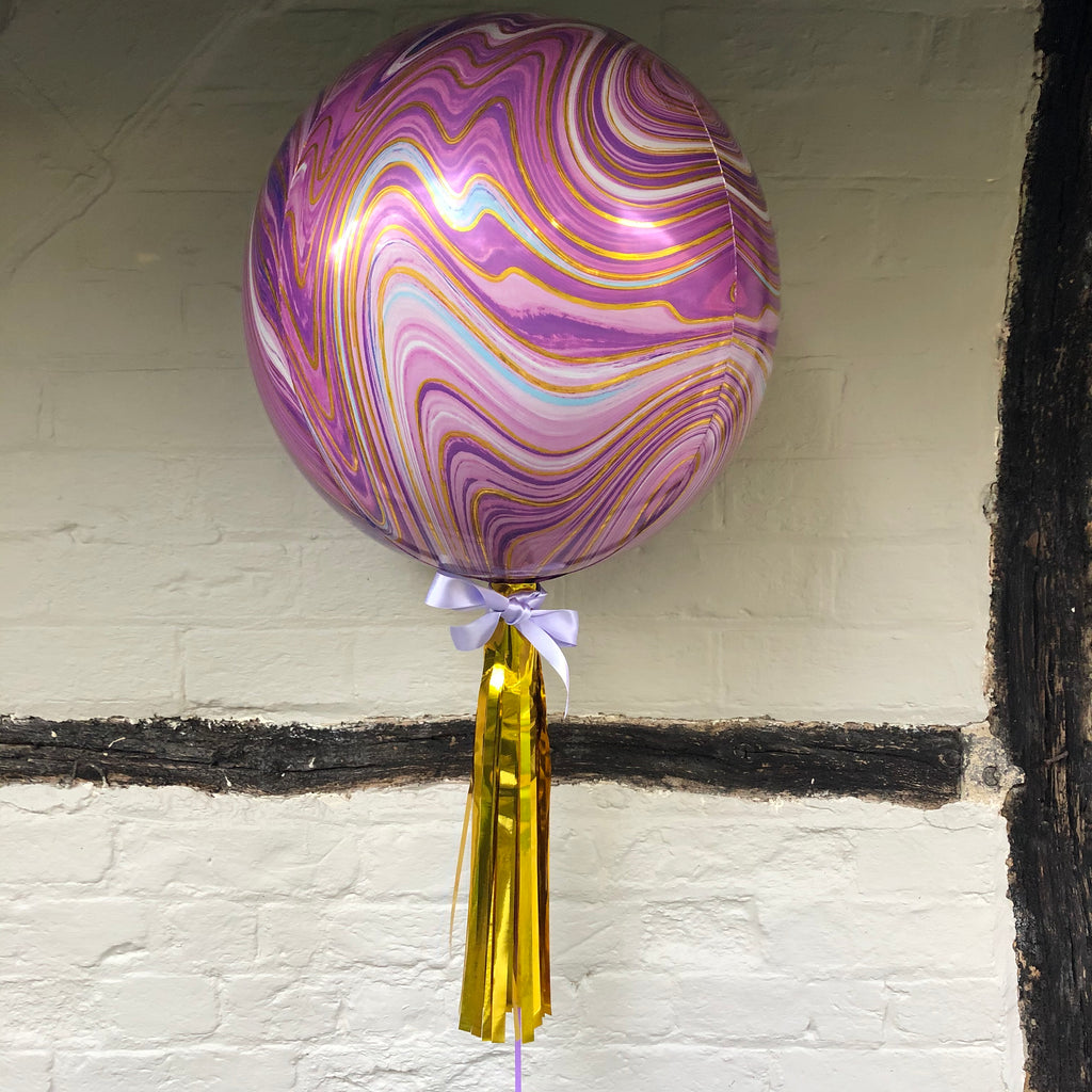 PURPLE MARBLE ROUND BALLOON WITH HELIUM