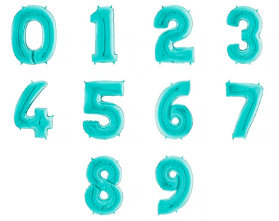 TURQUOISE FOIL NUMBER BALLOON WITH HELIUM