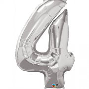 SILVER FOIL NUMBER BALLOON WITH HELIUM
