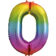 RAINBOW FOIL NUMBER BALLOON WITH HELIUM