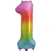 RAINBOW FOIL NUMBER BALLOON WITH HELIUM