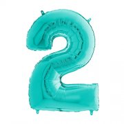 TURQUOISE FOIL NUMBER BALLOON WITH HELIUM