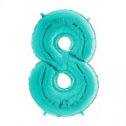 TURQUOISE FOIL NUMBER BALLOON WITH HELIUM