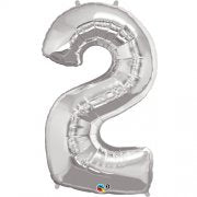 SILVER FOIL NUMBER BALLOON WITH HELIUM