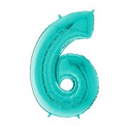 TURQUOISE FOIL NUMBER BALLOON WITH HELIUM