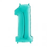 TURQUOISE FOIL NUMBER BALLOON WITH HELIUM