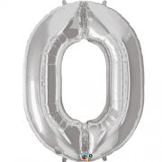 SILVER FOIL NUMBER BALLOON WITH HELIUM