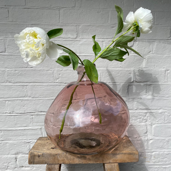 GIANT PINK RECYCLED GLASS VASE