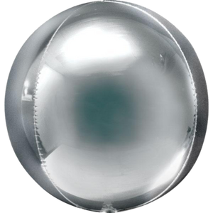 SILVER ROUND BALLOON WITH HELIUM