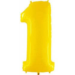 YELLOW FOIL NUMBER BALLOON WITH HELIUM