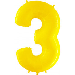 YELLOW FOIL NUMBER BALLOON WITH HELIUM