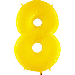 YELLOW FOIL NUMBER BALLOON WITH HELIUM