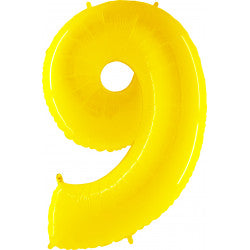 YELLOW FOIL NUMBER BALLOON WITH HELIUM